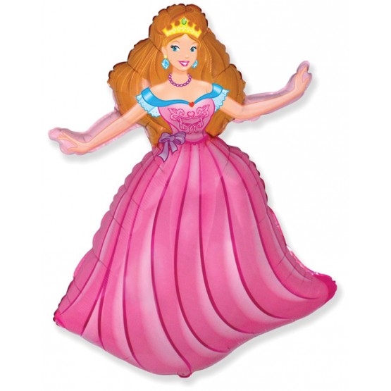 Шар (32''/81 см) Фигура, Принцесса, Розовый