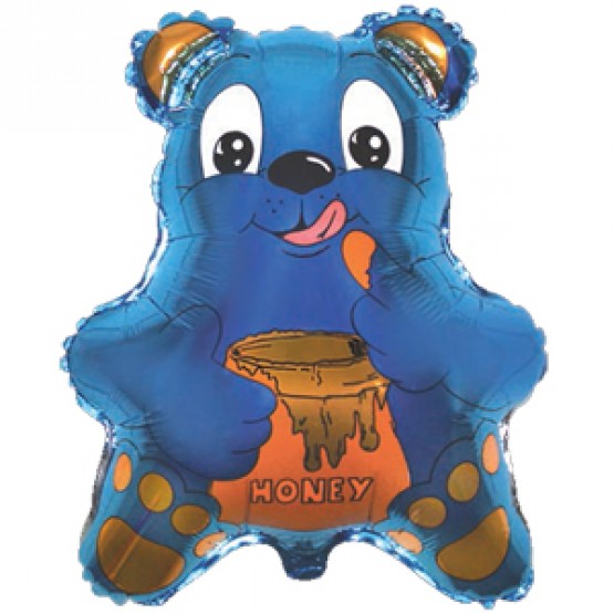 Шар (22''/56 см) Фигура, Медведь с мёдом, Синий
