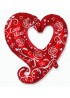 Шар (32''/81 см) Фигура, Сердце с розами, Красный