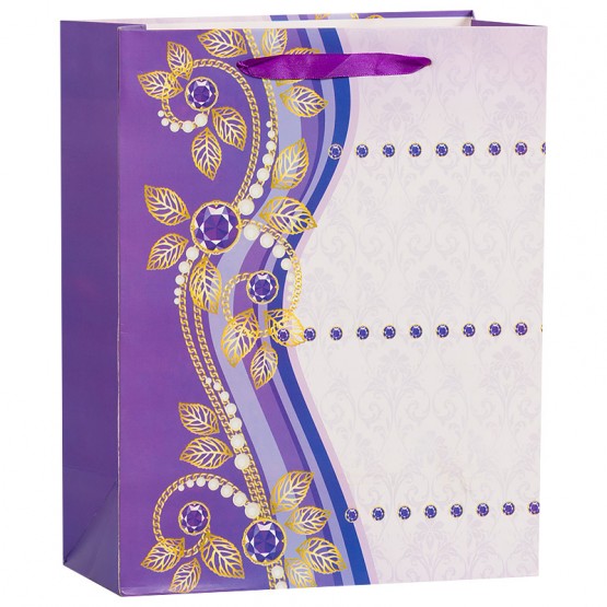 Пакет подарочный Бусинки, Фиолетовый, 26*32*12 см